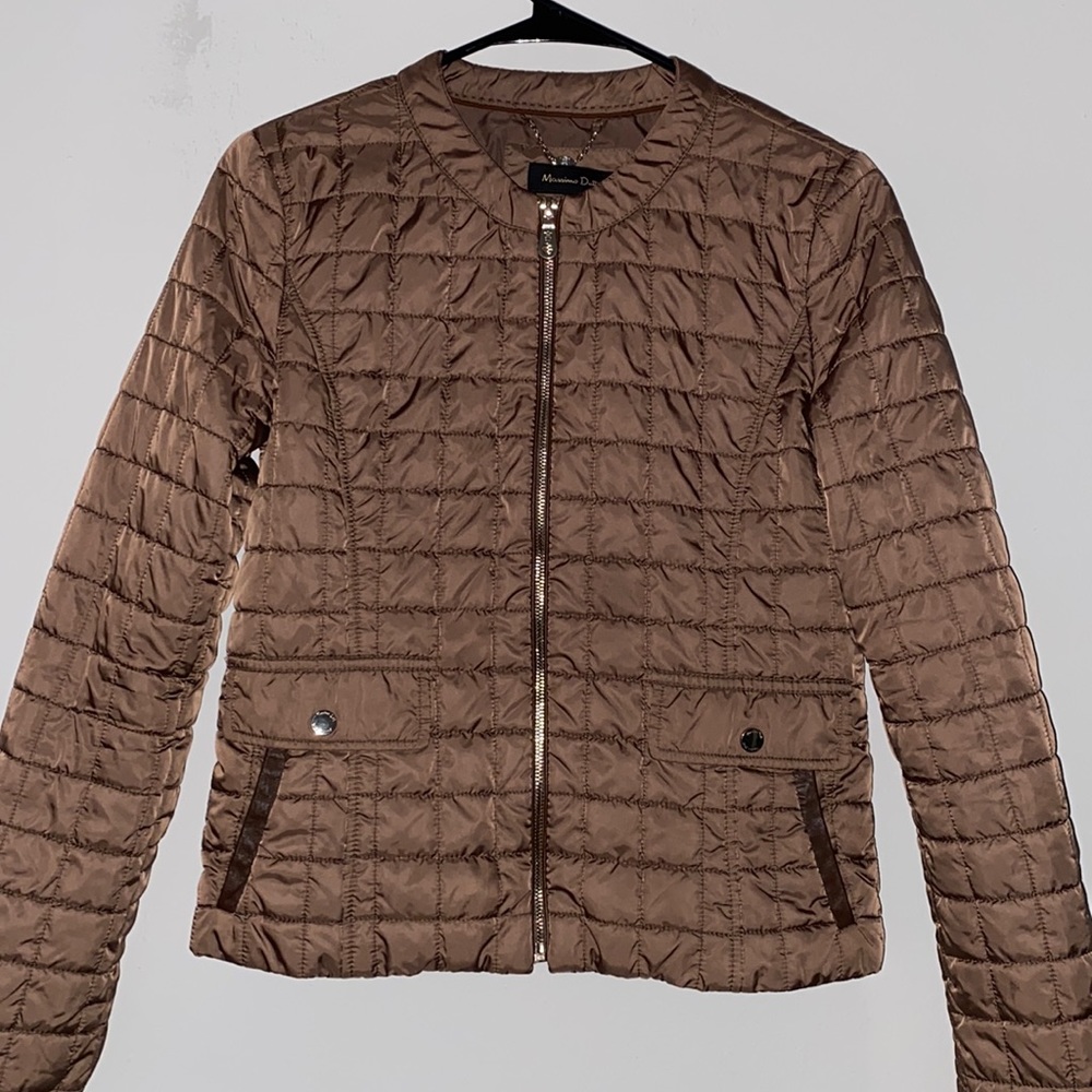 Massimo Dutti Quilted Collarless Bomber Jacket